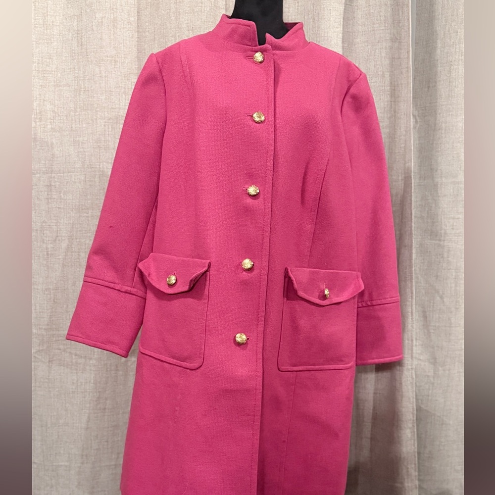 Talbots Pink Pea Coat with Gold Buttons